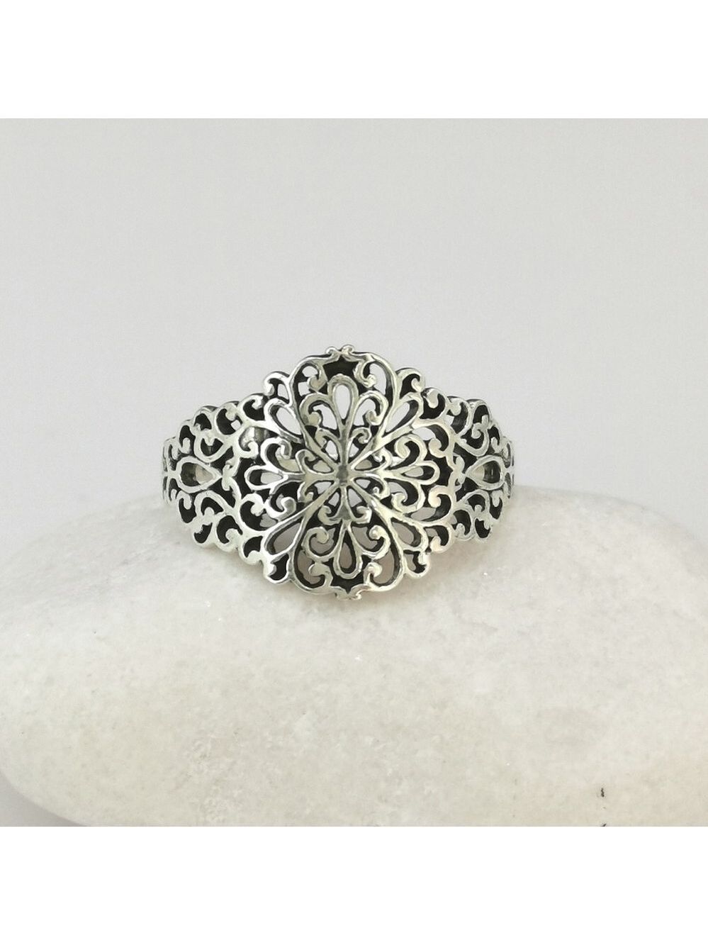 Sterling Silver Filigree Band Size 9 Renaissance